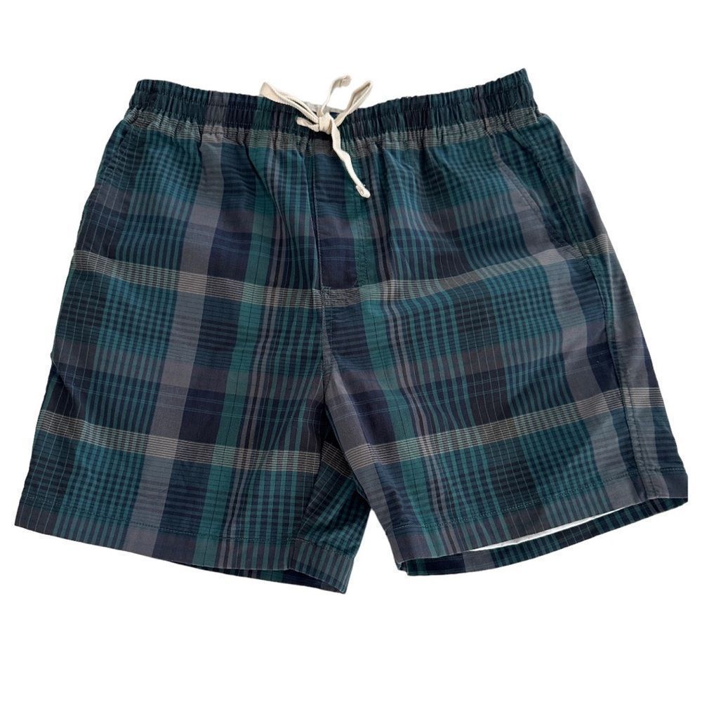 J. CREW Plaid Dock Shorts Blue & Green Plaid 6” Size Medium • NEW WITH TAGS •